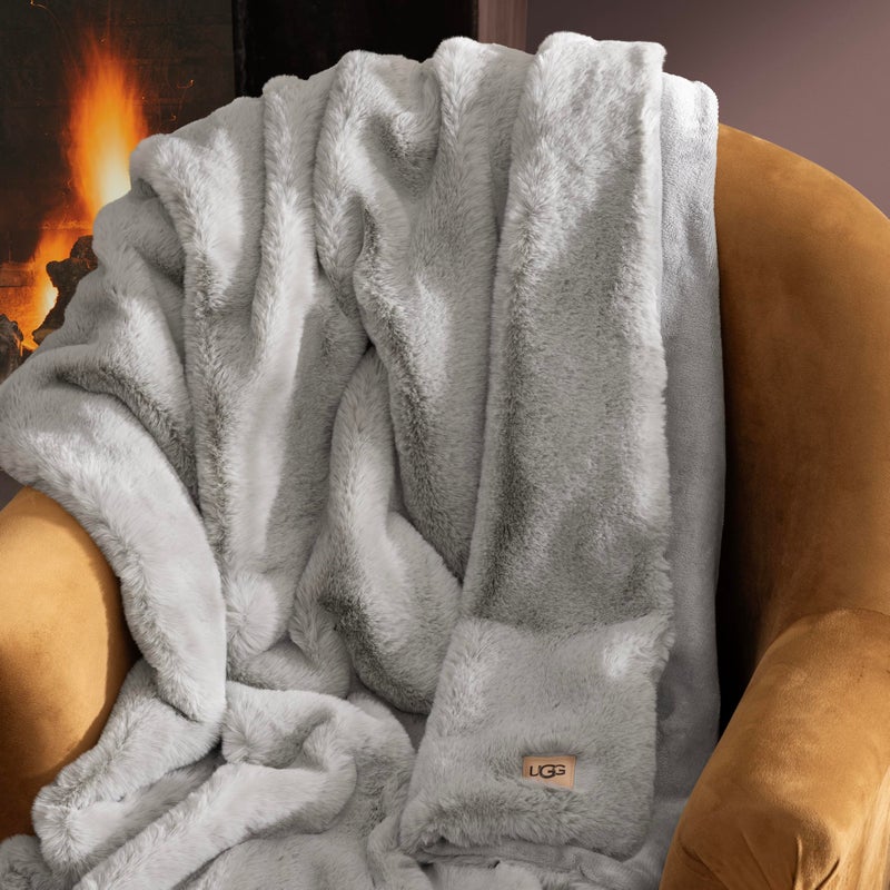 UGG Euphoria Faux Fur Throw Blanket, Oversized Warm Throw for Couch or Chair, Luxury Bedroom Decor, Cozy Soft Blankets, Machine Washable, 50-inch x 70-inch, Seal Grey - Image 5